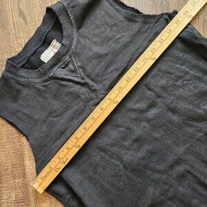 Current/Elliott The Sleeveless Stadium Distressed Muscle Top, 2, Black Shimmer
